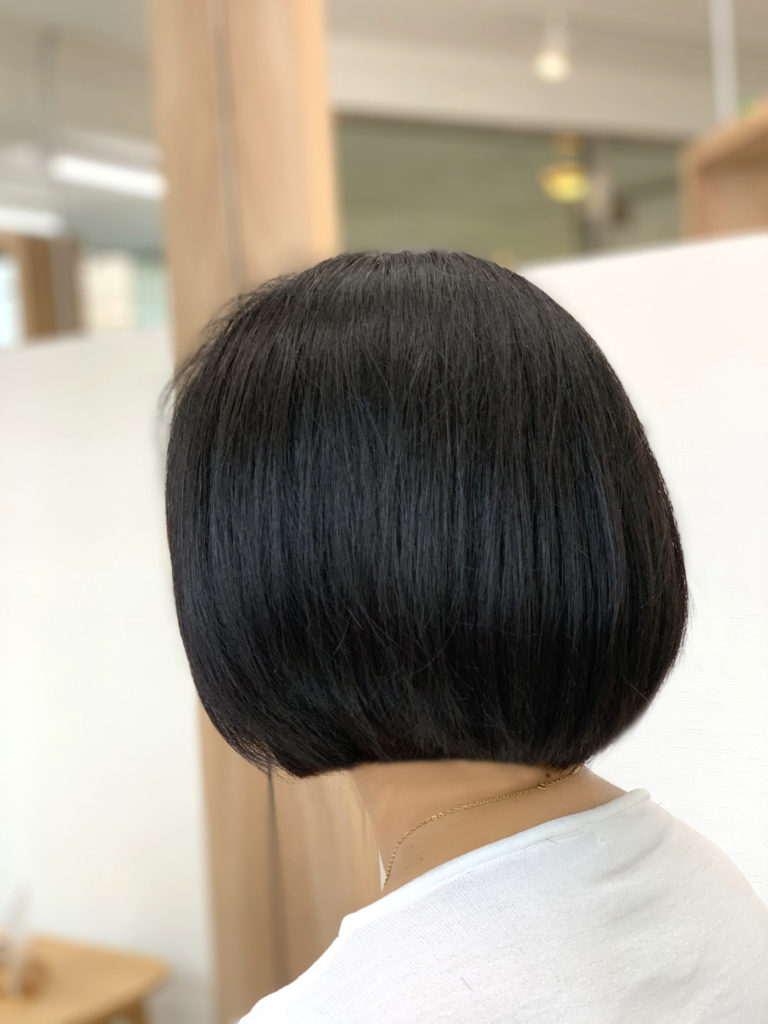 お客様のヘアカット ロングからボブにカットしました えがお美容室 シニア世代のためのヘアサロン